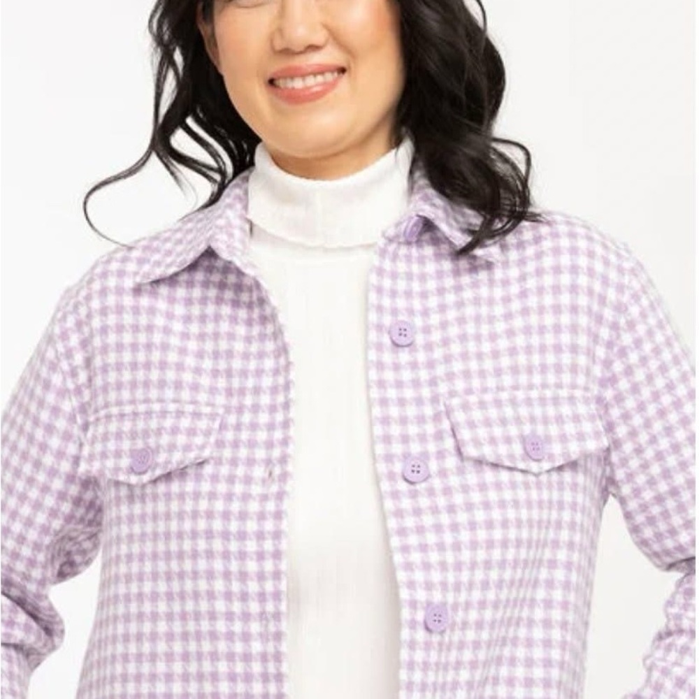 Purple Hounds Toothh Button-Up Shacket